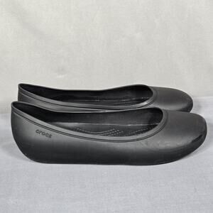 Crocs Ballet Flats Womens Size 7 Black Round Toe Slip On Work Comfort Casual